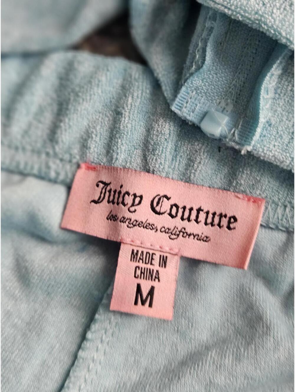 NWT Juicy Couture Crystal Blue Terry Cloth Tracksuit Rhinestone Set Size M E/17 - Picture 5 of 6